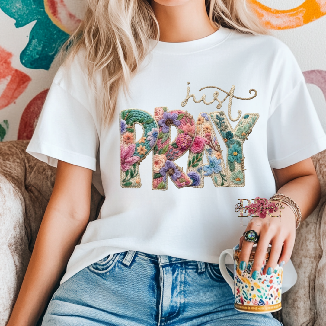 Just Pray / Floral Faux Yarn