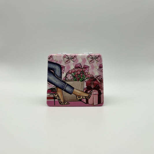 Compact Mirror - Leopard High Heels