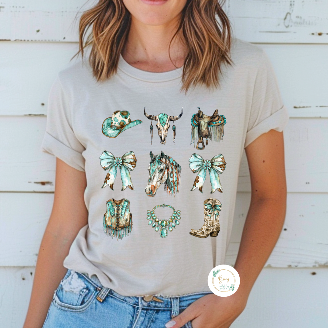 Turquoise Western Horsewoman Bow