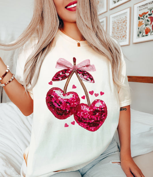 Cherry Faux Sequins