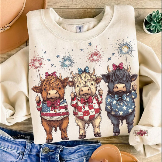 Highland Cow Red White & Blue