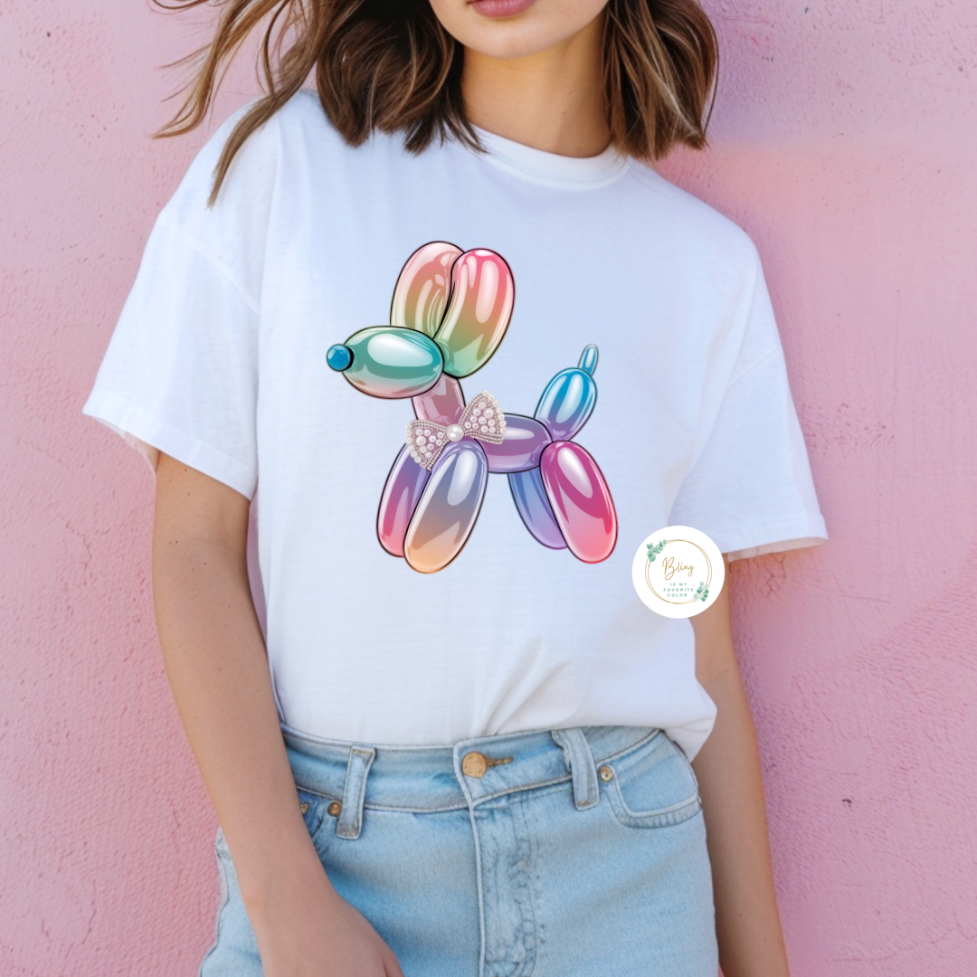 Balloon Dog, Pearl Bow- Multi