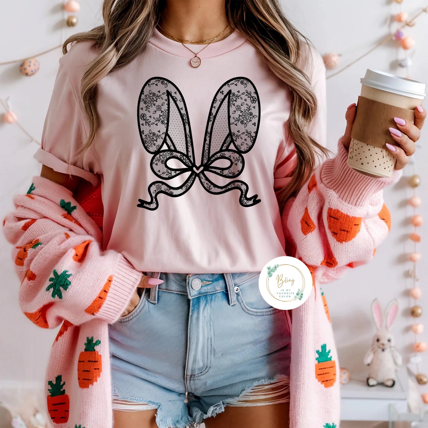 Bunny Ears/ Bow Black Lace