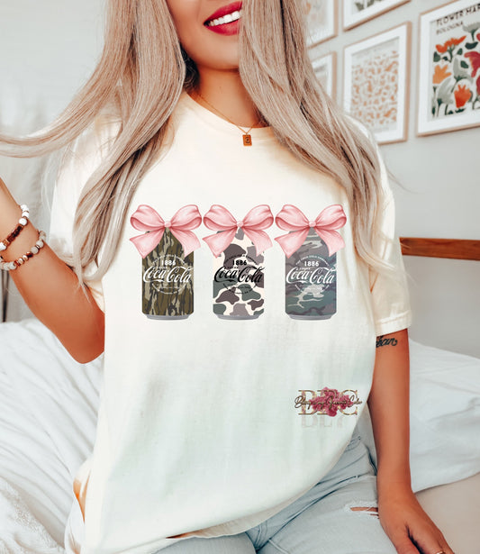 Camo / Pink Bow Cola Soda Can