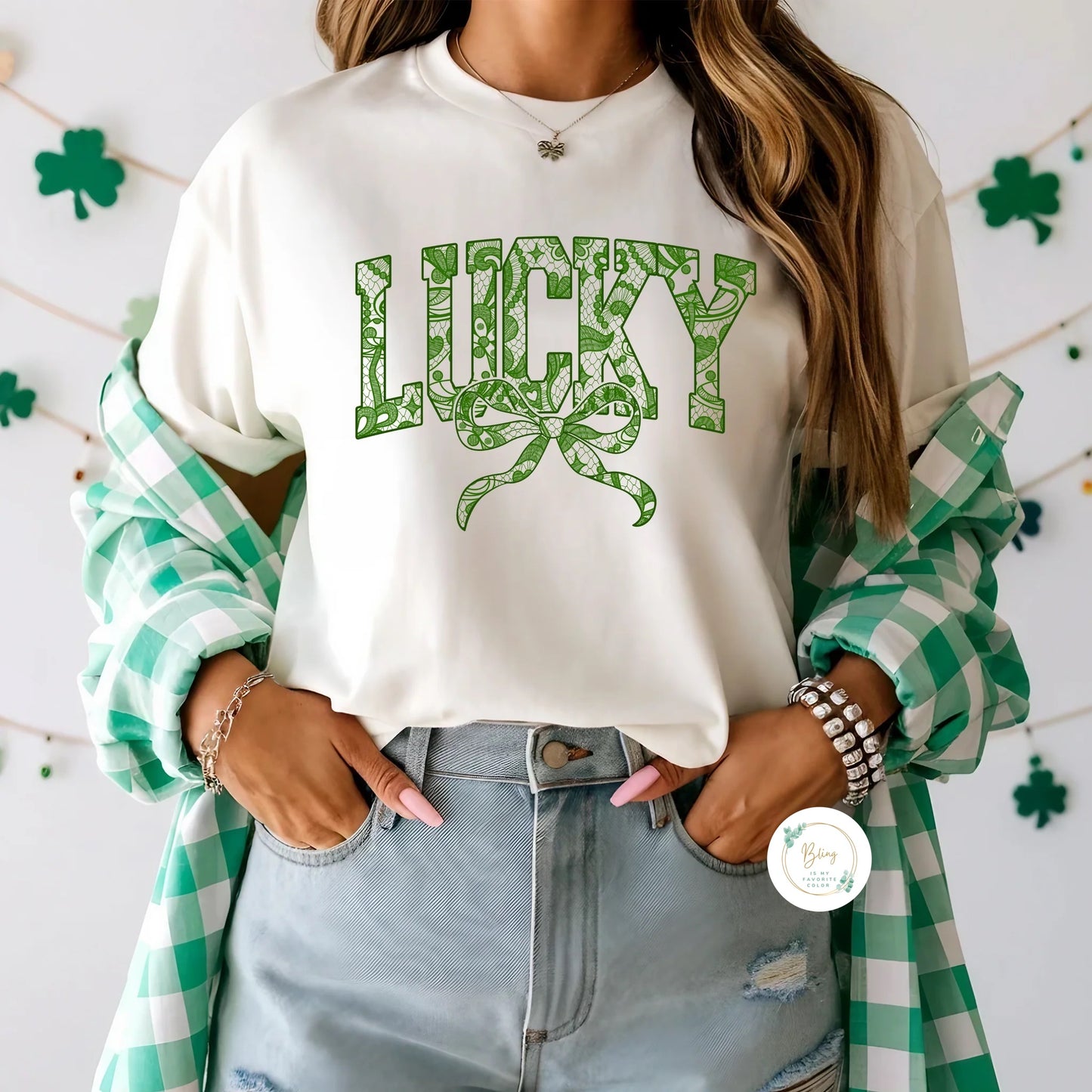 LUCKY/Bow Green Lace