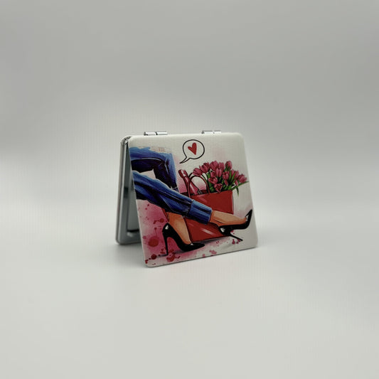 Compact Mirror - Black High Heels