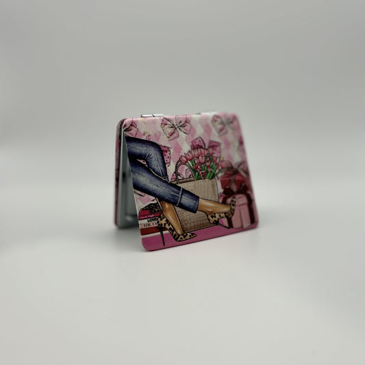 Compact Mirror - Leopard High Heels