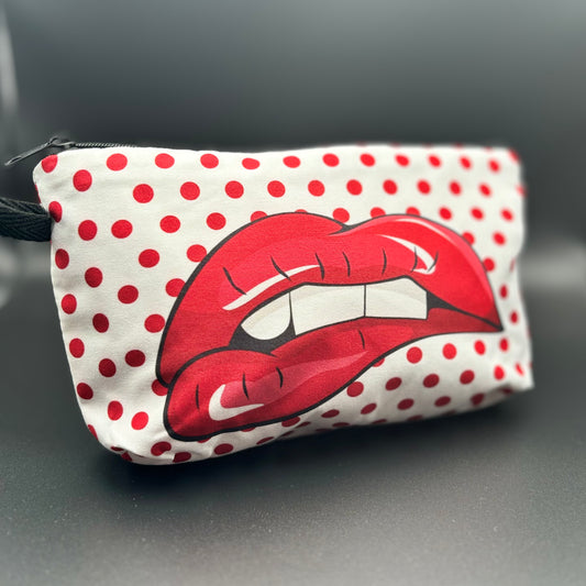 Chic Red Lips Makeup Pouch